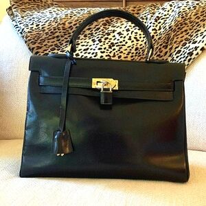🦄 Vintage Made in Italy Boxcalf 32 Retourne Style Top Handle Lock Bag